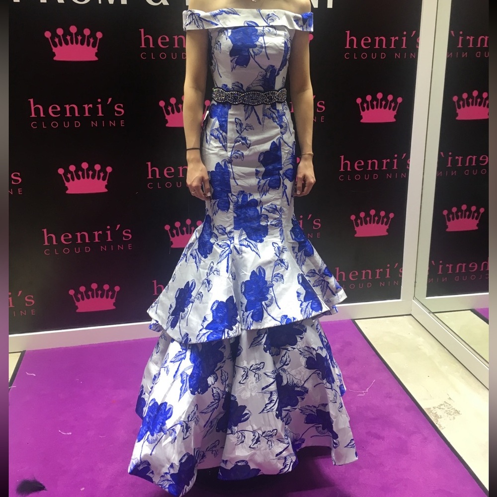 Elegant Blue Floral Gown